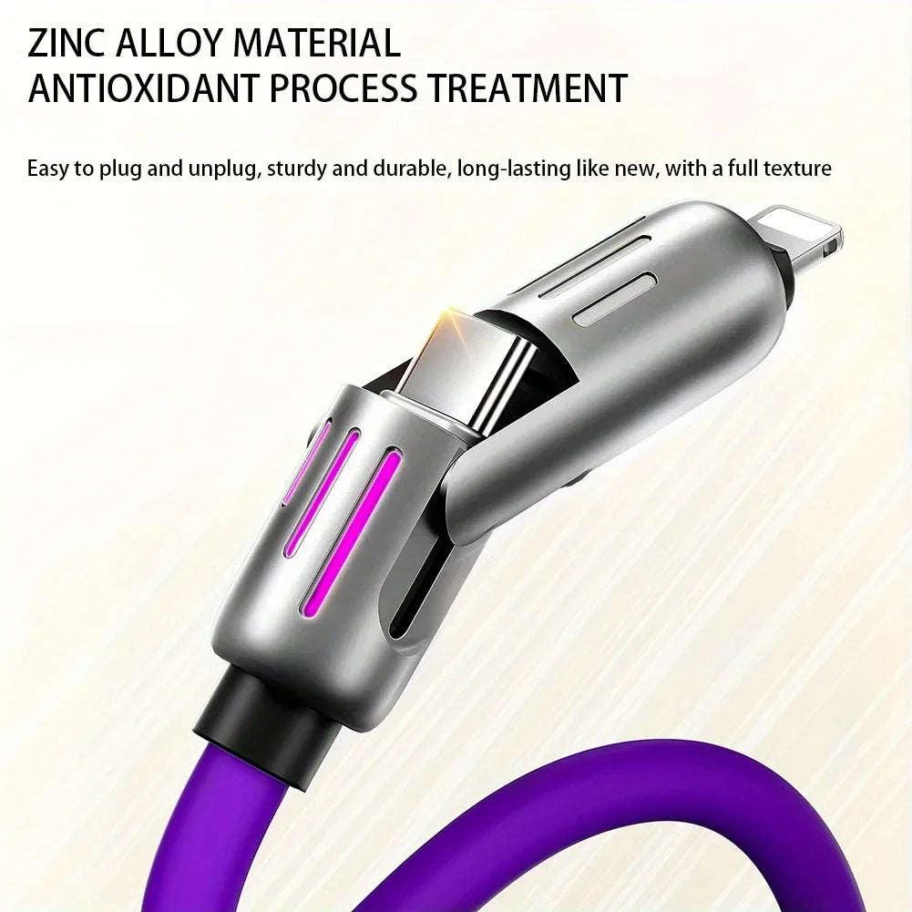 100W Super Fast Charge 4in1 Functional USB Type C Liquid Silicone Aluminum Alloy Data Cable